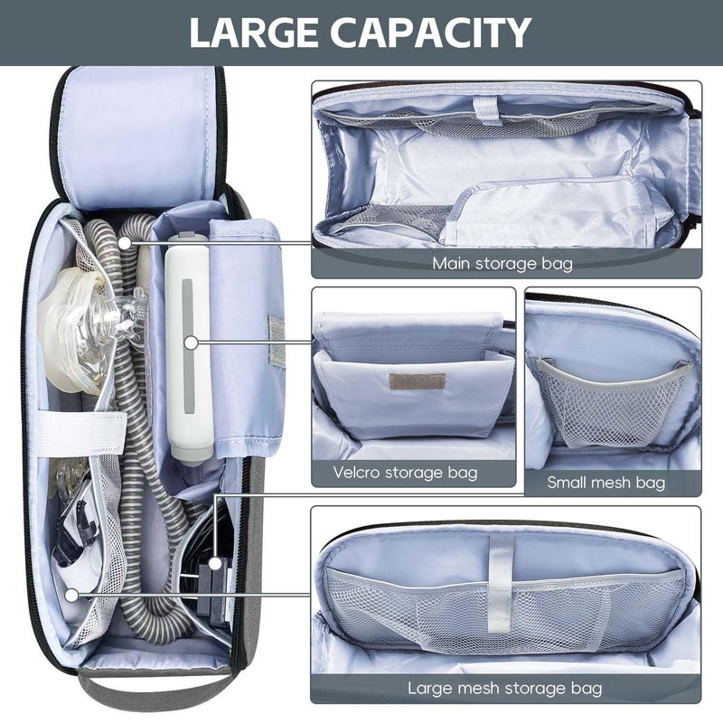 Tiny Chou CPAP Travel Bag Compatible with ResMed AirMini Machine & Accessories, Portable CPAP Equipment & Supplies Carrying Bag, Compact CPAP Organizer Storage Bag with Compartments,Grey(Bag Only) - Image 4